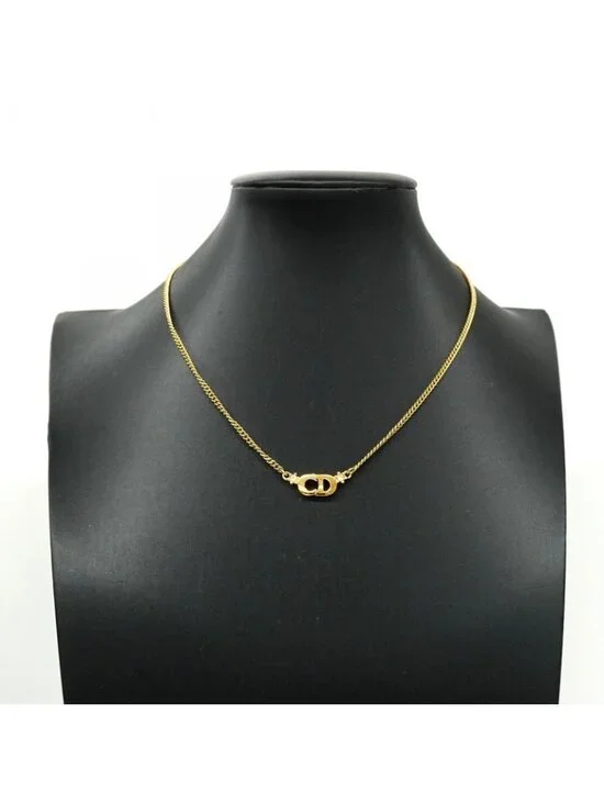 ★SOLD★ Dior Necklace Cdlogo Gold Plated Line Stone - Picture 5 of 5